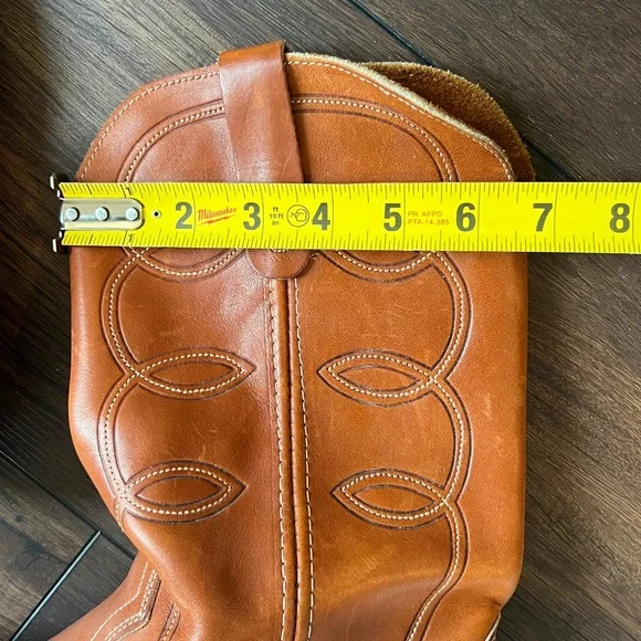 Landis Cognac Brown Country Western Leather Cowboy Boots Mens Sz 10 - Picture 15 of 16